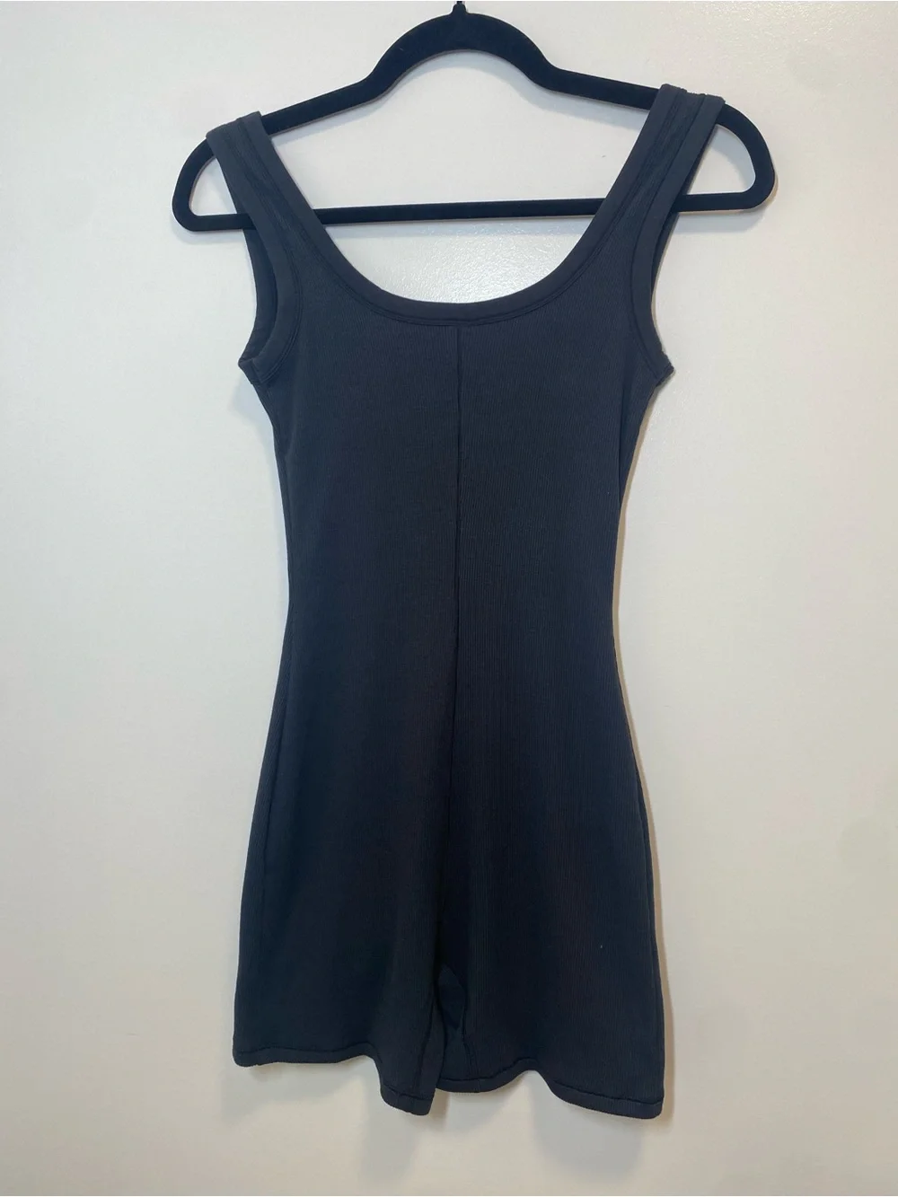 SKIMS Cotton Rib Romper Onesie Black Scoop Neck Sleeveless Size Small S NWT